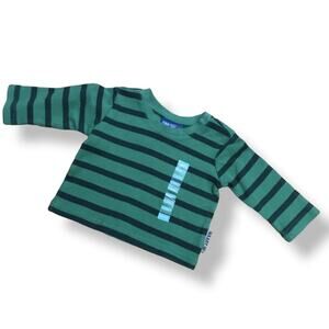 naartjie Boys Shirt Size 3-6 Mo Green Striped Thermal Slalom‎ Stripe Tee NEW